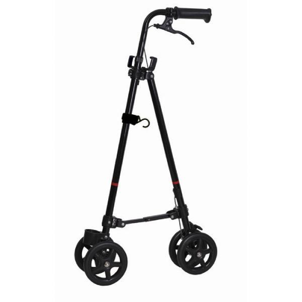 杖 ステッキ シンプル 軽量 車輪付き ハンドレールステッキII ブラック WB5135 フジホーム 介護用品 敬老の日 2023 70代 80代 | フジホーム