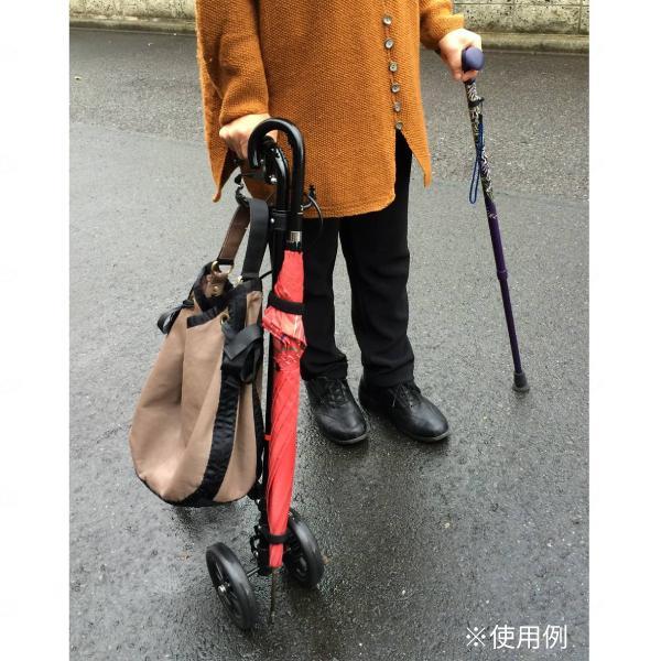 杖 ステッキ シンプル 軽量 車輪付き ハンドレールステッキII ブラック WB5135 フジホーム 介護用品 敬老の日 2023 70代 80代 | フジホーム | 03