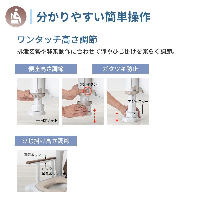 ポータブルトイレ アームレスト付き ブラウン/ホワイト アロン化成　FX-30S ポータブルトイレ FX-30 ”らくゾウくん” | 【安寿】の介護用品