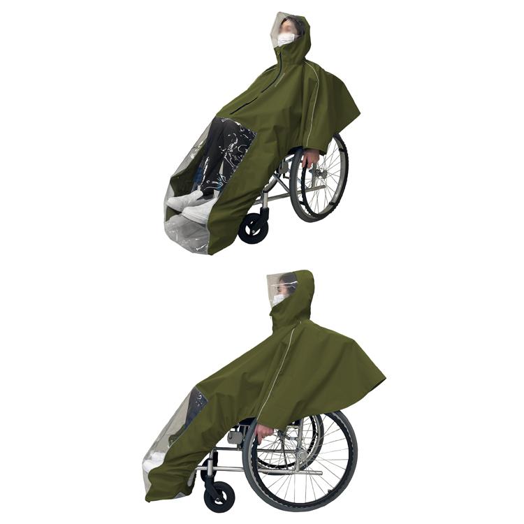 車いすレインはおるっちゃ ポンチョ KS-002　V0021AG　V0021AF フリーサイズ 弘進ゴム 車椅子用 レインコート 車いす用カッパ 雨具 介護用品 |  | 02