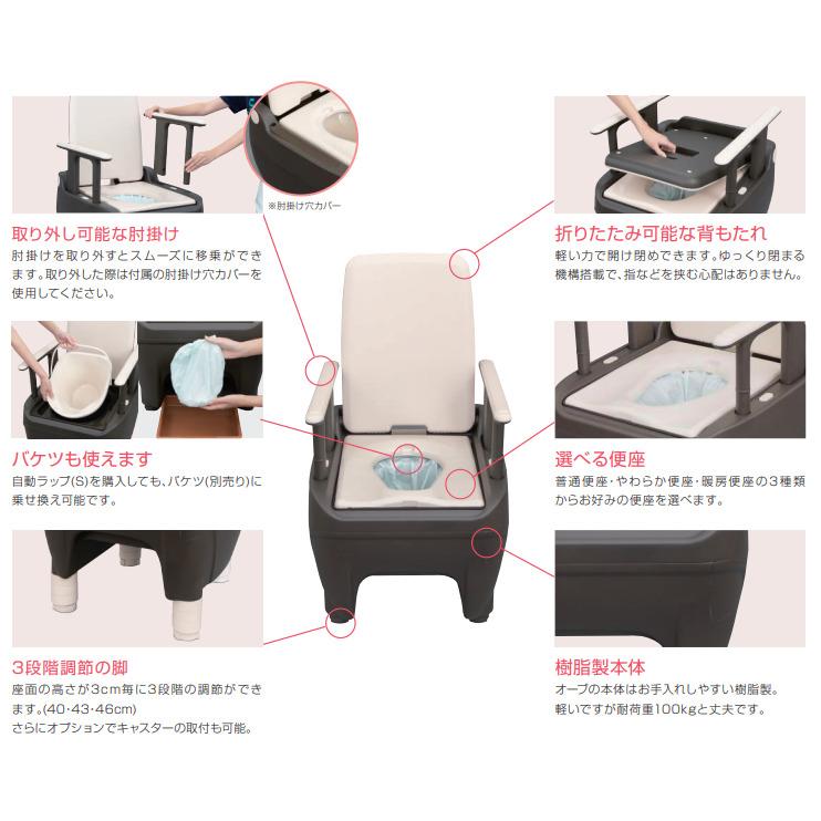 介護用自動ラップ式ポータブルトイレ ラップポン・エール2 暖房便座