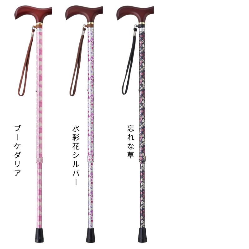 杖 ステッキ おしゃれ 花柄 女性 替えゴム付 プレゼント 夢ライフステッキ 柄杖伸縮型 スリムタイプ 9714 ウェルファン 介護用品 | ウェルファン | 06