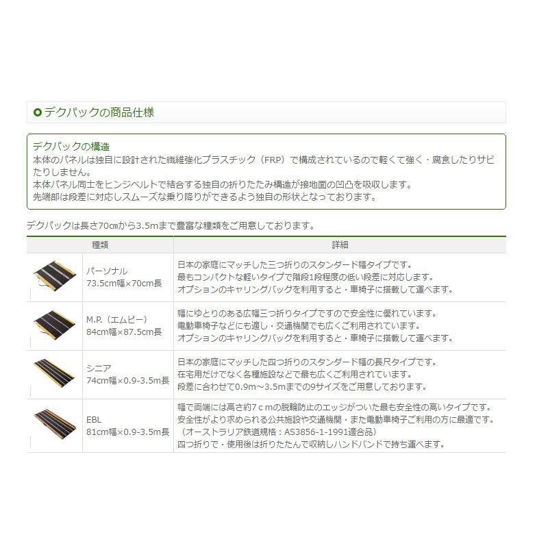 (代引き不可) 折りたたみ式軽量スロープ デクパック シニア（エッジなし）長さ165cm ケアメディックス (車椅子 スロープ 段差解消スロープ 屋外用) 介護用品｜ekaigoshop2｜03