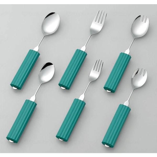 オールステンレスハンドル (平形スポンジ NS-2付) 2N-3 スプーンフォーク兼用大 斉藤工業 (介護 カトラリー) 介護用品 |  | 01