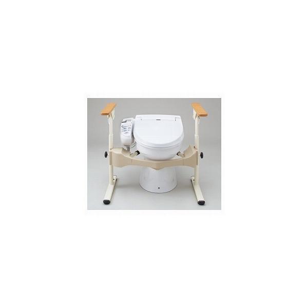 安寿 洋式トイレ用フレーム SUS-はねあげＲ-2 533-067 木製ひじ掛け アロン化成 (介護 トイレ 手すり 介護 つかまり立ち 洋式トイレ 木製) 介護用品 | アロン化成 | 01
