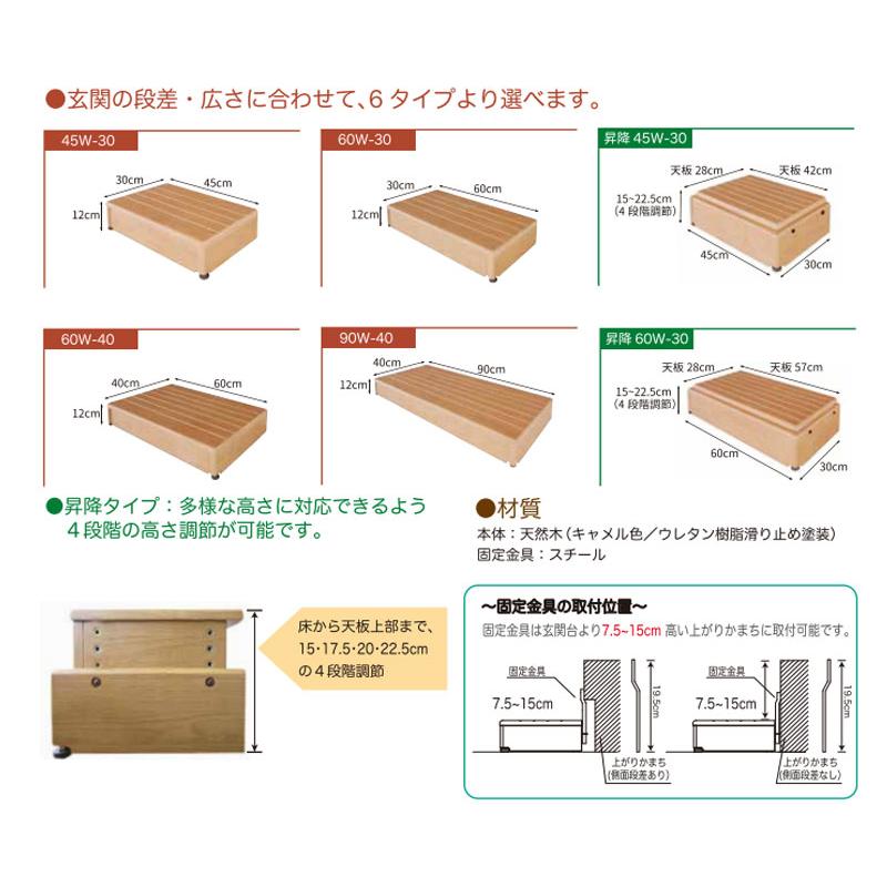 玄関台(木製) 60W-40 640-030 (幅60×奥行40×高さ12cm)  シコク  (玄関 踏み台 木 踏み台 木製 転倒防止 ステップ 踏み台 ステップ 木製) 介護用品 |  | 03