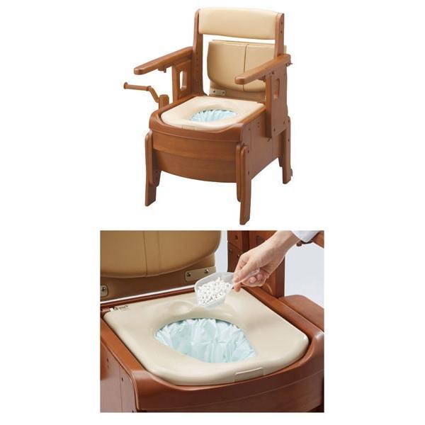 安寿 家具調トイレセレクトR はねあげ 標準便座 天然木使用 ポータブル