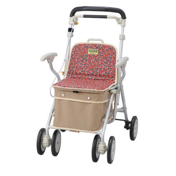 シルバーカー おしゃれ 座れる ヘルスバッグMB 花柄ワイン ウィズワン