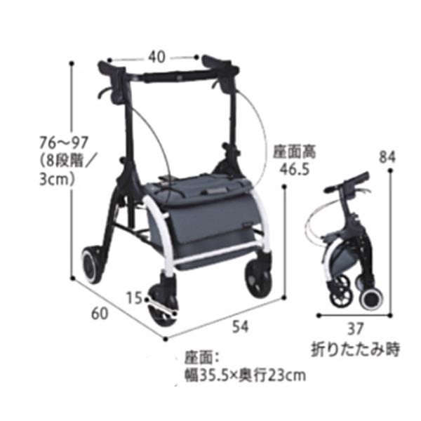 シルバーカー 歩行車 ジスタワイド WAW36-GY 幸和製作所 介護 歩行補助 手押し車 折りたたみ ショッピング 介護用品 | Tacaof | 02