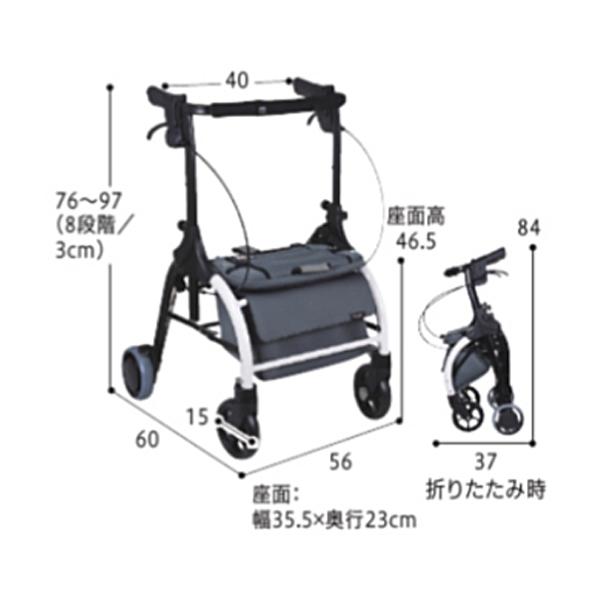 シルバーカー 歩行車 ジスタワイドR WAW37-GY 幸和製作所 介護 歩行補助 手押し車 折りたたみ ショッピング 介護用品 | Tacaof | 02