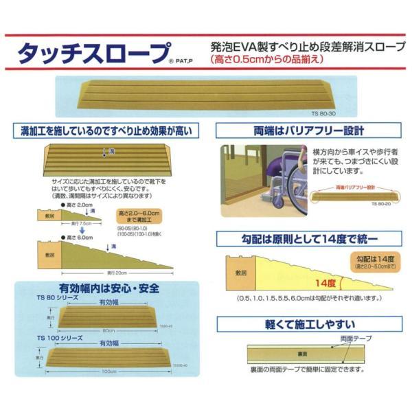 段差解消スロープ 室内 タッチスロープ TS80-20(幅80cm×高さ2cm) シンエイテクノ 転倒防止 介護用品｜ekaigoshop｜02