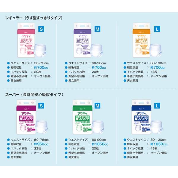介護用 オムツ 大人用紙おむつ パンツ型 アクティ におわないのは良いパンツ スーパー S:84218　M:84265　L:84235 日本製紙クレシア 介護用品 | 日本製紙クレシア | 03