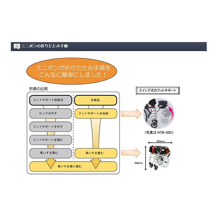 (代引き不可) 介助式車いす ミニポンD HTB-12D 美和商事 (軽量 コンパクト 折りたたみ) 介護用品 
