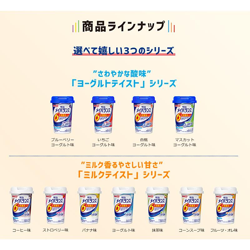 訳あり】 介護食 3ケース 水分補給 明治 メイバランス Mini カップ 抹茶味 125mL×72本 介護用品 介護食 明治 メイバランスMiniカップ ストロベリー味 125ml 1ケース 12個入 栄養調整食品 水分補給
