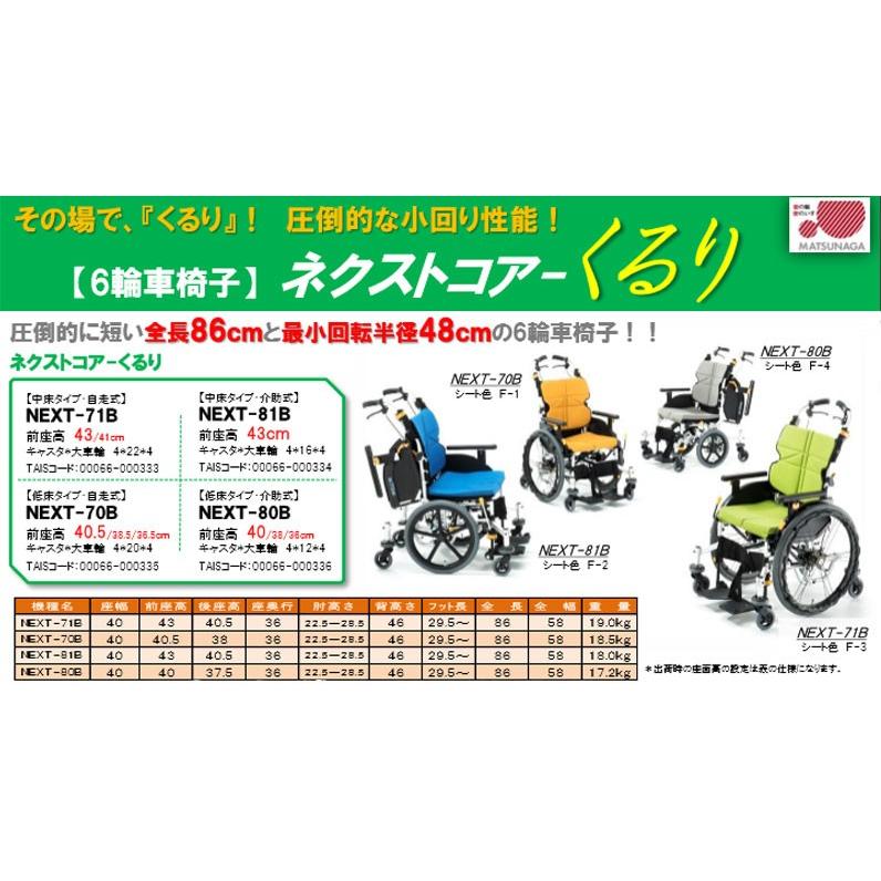 【値下げ・名盤】 車椅子 車イス 自走式 代引き不可 ネクストコア・くるり 自走用 NEXT-70B 座幅40cm 松永製作所 介護用品 【Y2093486312】(73568円)