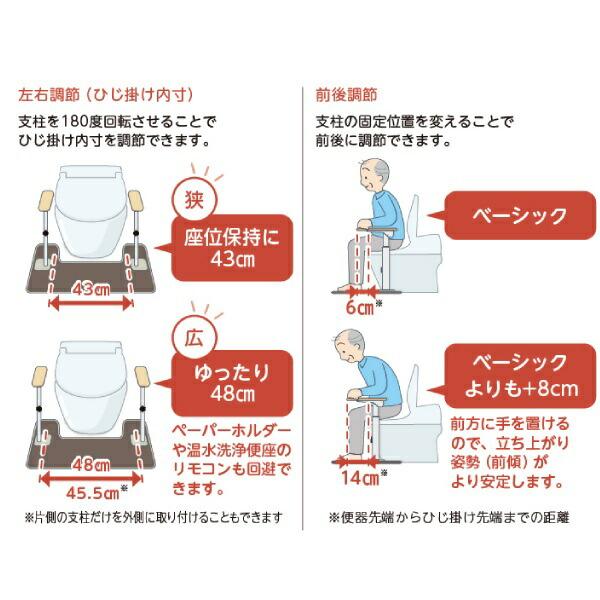 洋式トイレ 手すり ATTOGRIPトイレサポートR　H-S　870-107 片側はねあげ (安寿 アットグリップ 置くだけ ひじ掛け 跳ね上げ 滑り止め) 介護用品 | アロン化成 | 03
