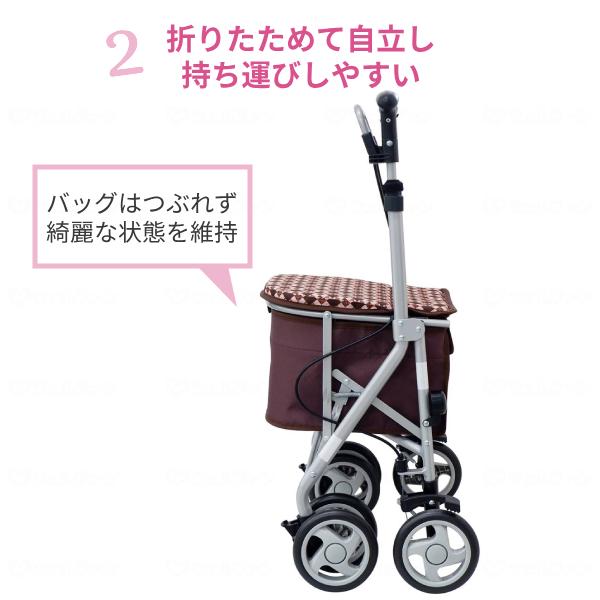 シルバーカー 座れる カゴマート カメリア Gブラウン 島製作所 (おしゃれ ミドルタイプ カゴ置き) 介護用品 | 島製作所 | 02