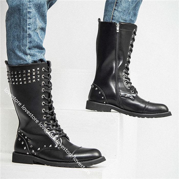 メンズ 編み上げ パンク ロングブーツ サイズ 27.5～28.0 藤木直人