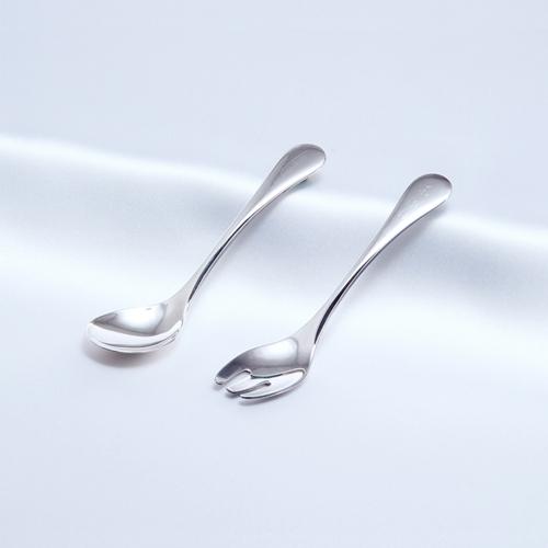 名入れ ベビースプーン＆フォーク 送料無料 純銀 2か所彫刻 出産祝い