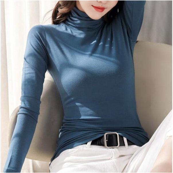 大人女性の-Tシャツ 長袖 ハイネック レディース• スリムTシャツ