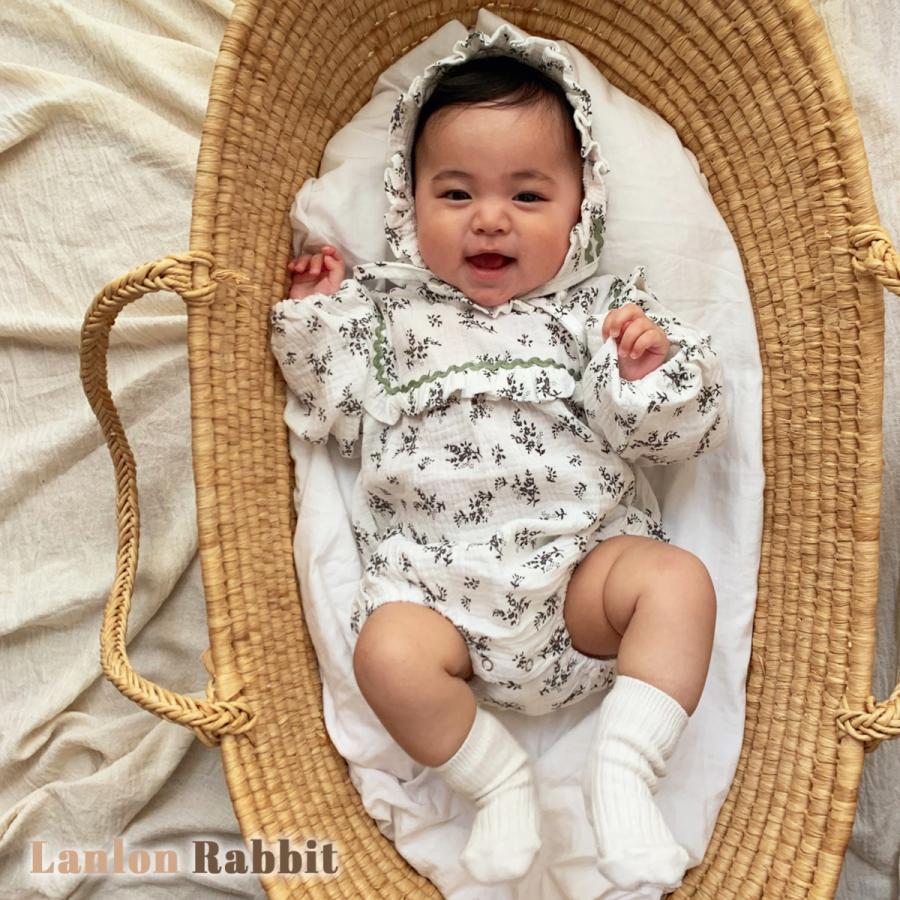 直営店に限定 ベビー服 ロンパース コットン ガーゼ 花柄 長袖 ボンネット帽子付き ボンネット 帽子 ベビー 赤ちゃん 0歳 1歳 男の子 女の子 海外子供服 プレゼント Cisama Sc Gov Br