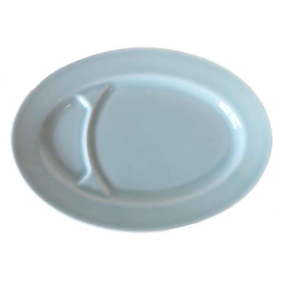 ギョウザ皿 青磁中華 仕切り皿 21cm 日本製 業務用 食器 美濃焼｜ekisaito