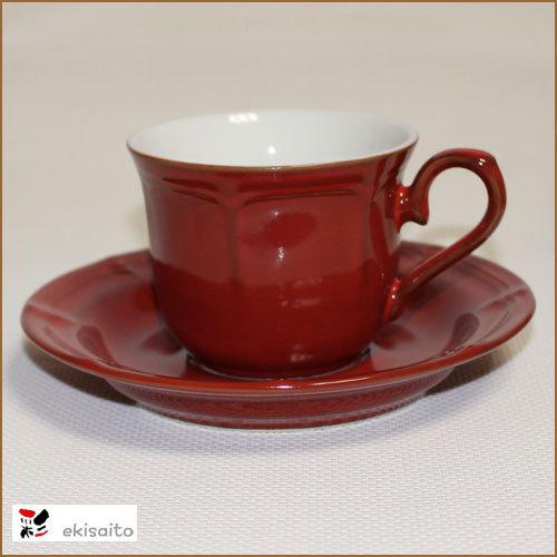コーヒーカップ＆ソーサー ヴィンテージレッド 碗皿 容量 170cc 日本製 業務用 食器｜ekisaito
