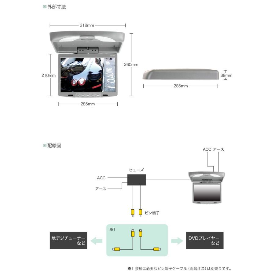 フリップダウンモニター 12インチ リアモニター LEDルームライト｜ekisyououkoku｜06