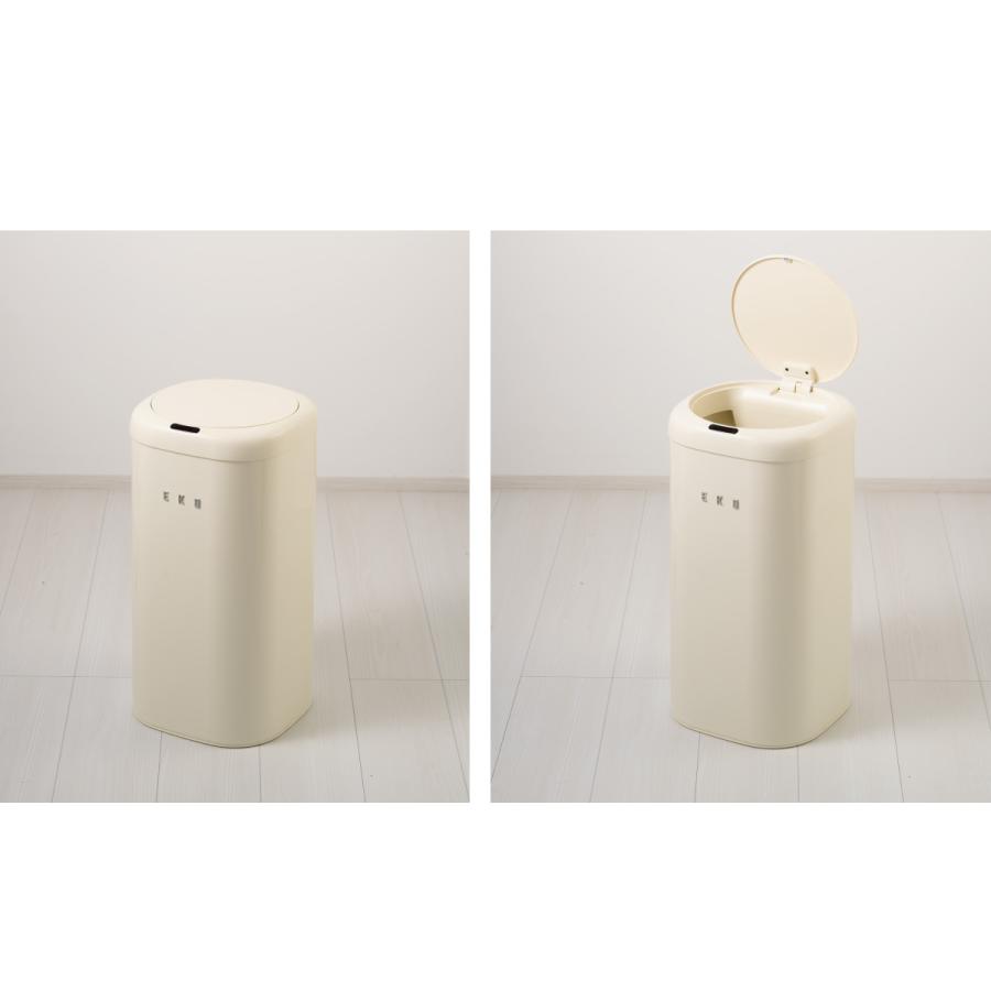 レトロデザイン　EKO　自動開閉　ステンレス　おしゃれ　しずか　スマートセンサー　28L　ヴィンテージ　インナーリング　電動　ごみ箱　省エネ_1
