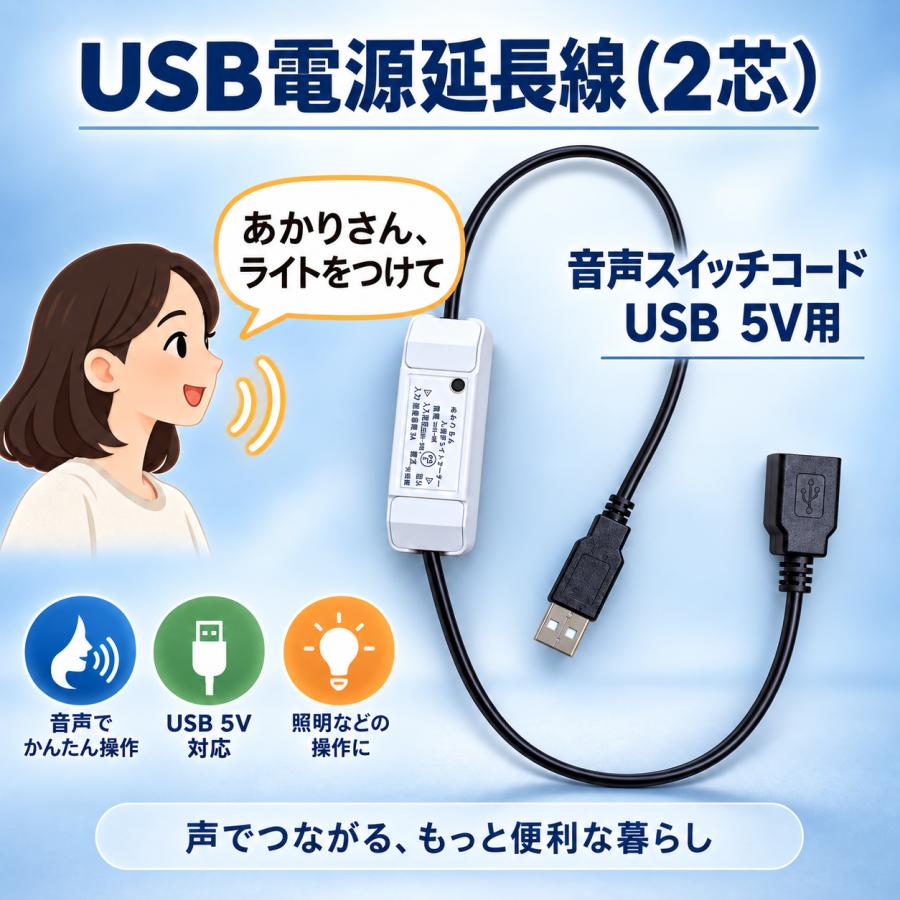慧光（エコウ） フロアライト USB給電 音声ON・OFF 設定不要 100cm