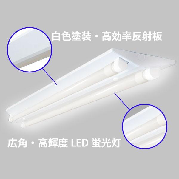 LED蛍光灯2本付 逆富士40W型2灯式 LED蛍光灯器具 LEDベースライト 昼白色 GFJ-120PB-set｜ekou｜02