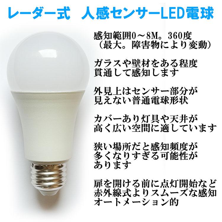 慧光（エコウ） LED人感電球 10個セット E26 60W相当 人感センサー付き