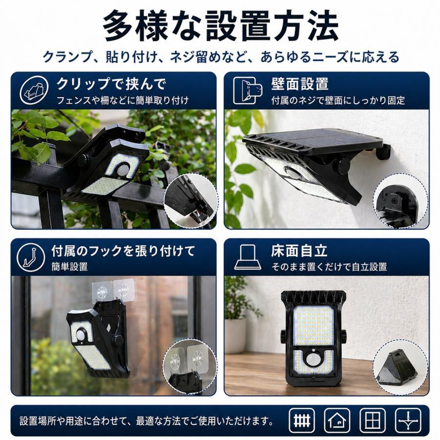 LEDソーラーライト クリップ式 センサーライト 昼光色 防水 人感 街