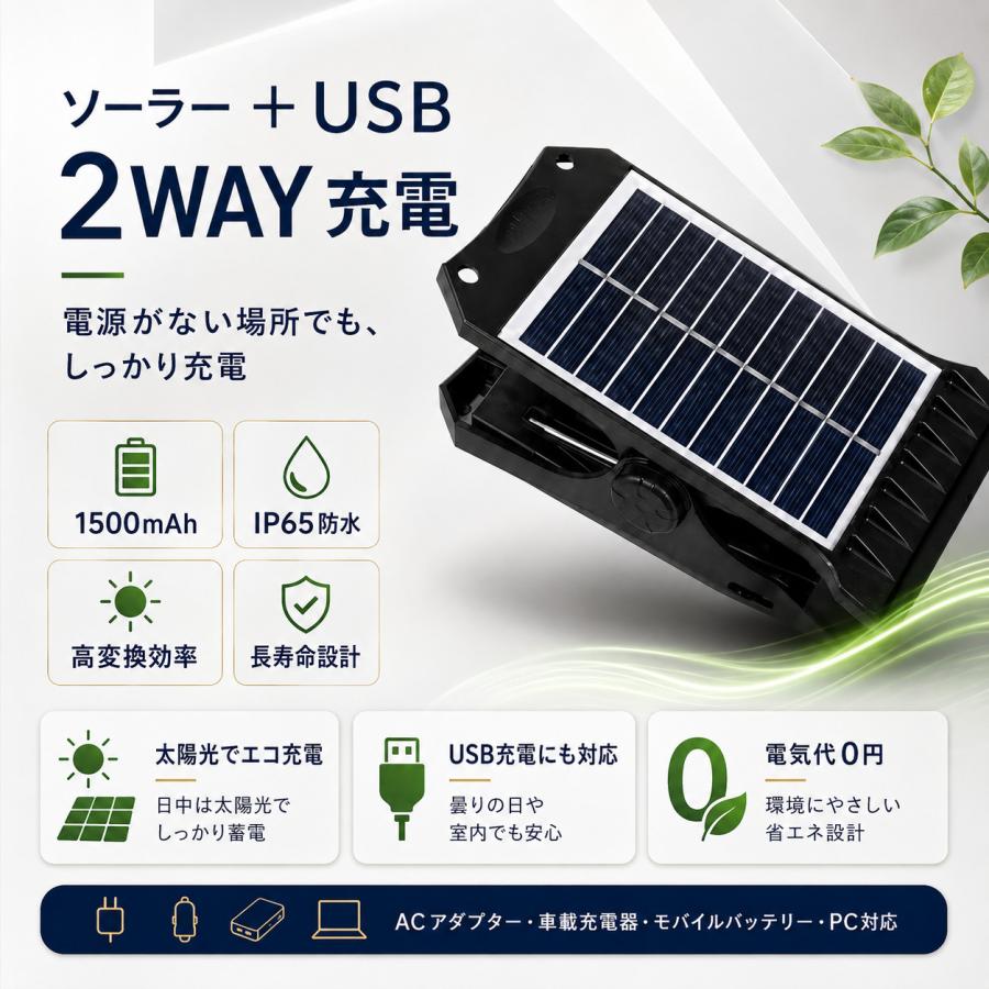 LEDソーラーライト クリップ式 センサーライト 昼光色 防水 人感 街