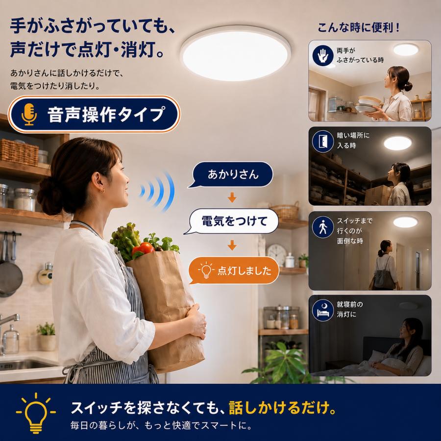 慧光（エコウ） LEDシーリングライト 超薄型 6〜8畳 あかりさん音声
