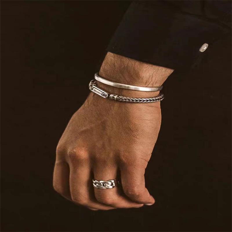 ブレスレット メンズ シルバー色 アクセサリー メンズブレスレット チェーンブレスレット シンプル 男性