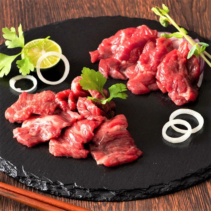 ふじ馬刺し 上赤身と中トロの詰合せ（中トロ 80g x 1、上赤身 2） 二重