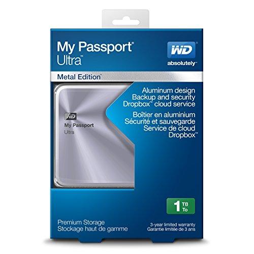 WD 1TB Silver My Passport Ultra Metal Edition Portable External Hard Drive - USB 3.0 - WDBTYH0010BSL-NESN 