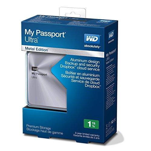 WD 1TB Silver My Passport Ultra Metal Edition Portable External Hard Drive - USB 3.0 - WDBTYH0010BSL-NESN 