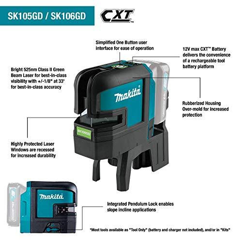 Makita　SK105GDNAX　12V　Green　Self-Leveling　Beam　Kit　(2.0Ah)　Lithium-Ion　CXT(R)　Cordless　Laser　Cross-Line　max