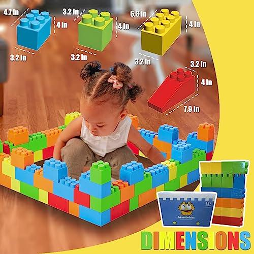 MassBricks Large Blocks for Toddlers - 48 Pieces Giant Building Blocks， Toddler Blocks， Mega Blocks for Kids， Big Building Blocks for Toddlers 1-3 Blocks for Toddlers Building Blocks，