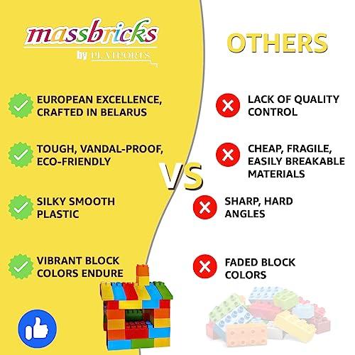 MassBricks Large Blocks for Toddlers - 48 Pieces Giant Building Blocks， Toddler Blocks， Mega Blocks for Kids， Big Building Blocks for Toddlers 1-3 Blocks for Toddlers Building Blocks，