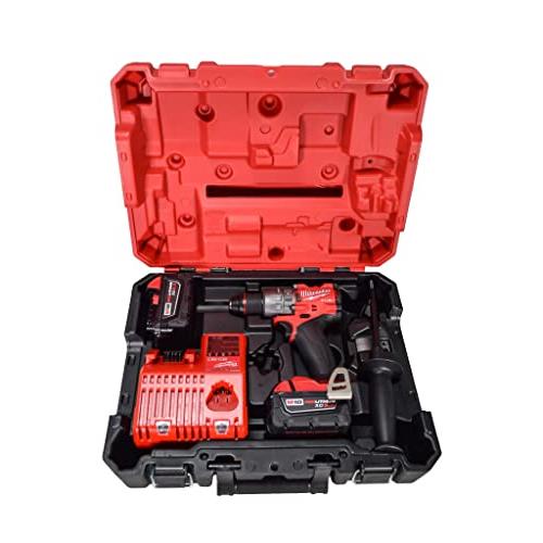 Milwaukee　2904-22　12V　5.0Ah　Case　Drill　Charger　Driver　＆　2''　(2)　Hammer　Kit　Red　Tool　Batteries,　with