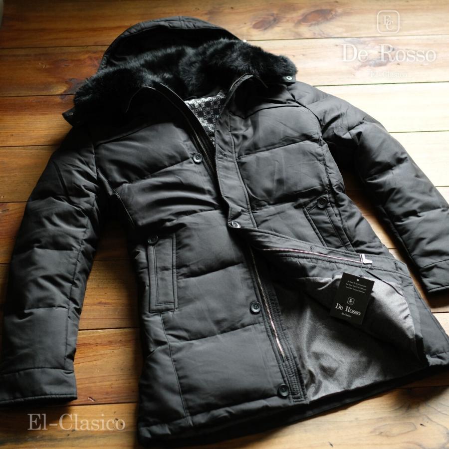 新品*イタリア*De Rosso* フォックスファー 羽毛90% ダウンコート 黒