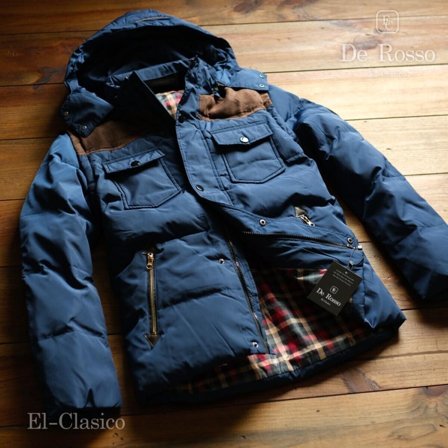 新品□限定 *De Rosso* 白羽毛80% ミリタリー ダウンジャケット 紺  