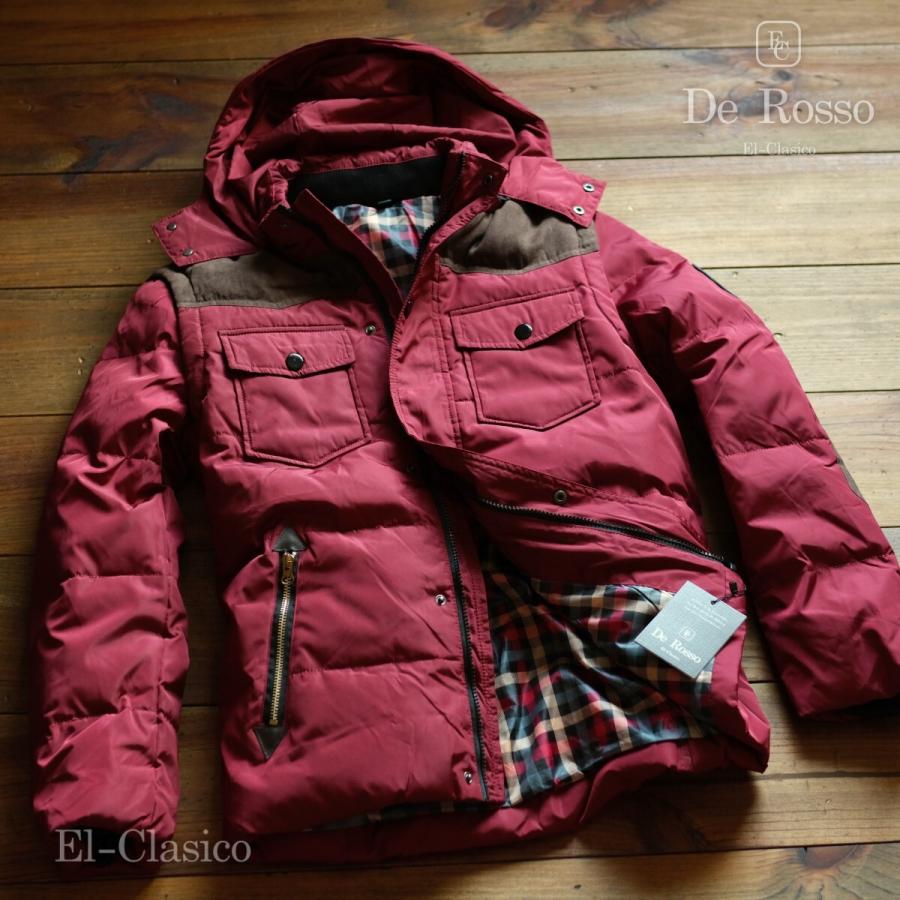 新品□限定 *De Rosso* 白羽毛80% ミリタリー ダウンジャケット 赤 