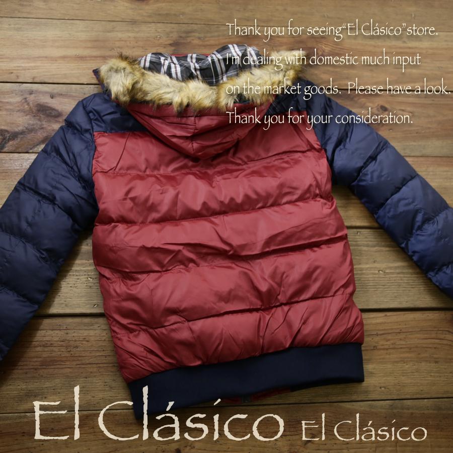 新品*メンズ ファー付 Ultra Light 中綿ジャケット 赤*紺 フード着脱