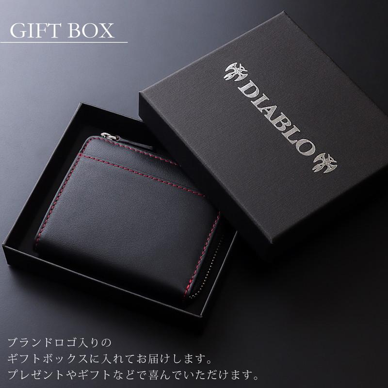 DIABLO 二つ折り財布 メンズ 本革 仕切りあり ミニ 薄い 使いやすい L