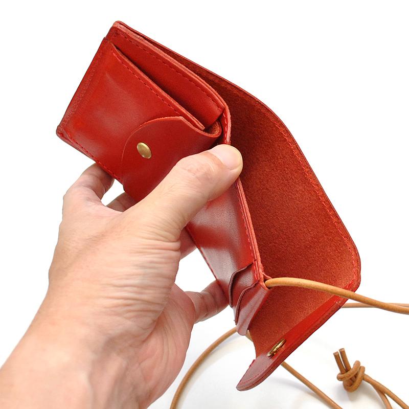 折財布 メンズ ネックウォレット ミニ 本革 コンパクト カード