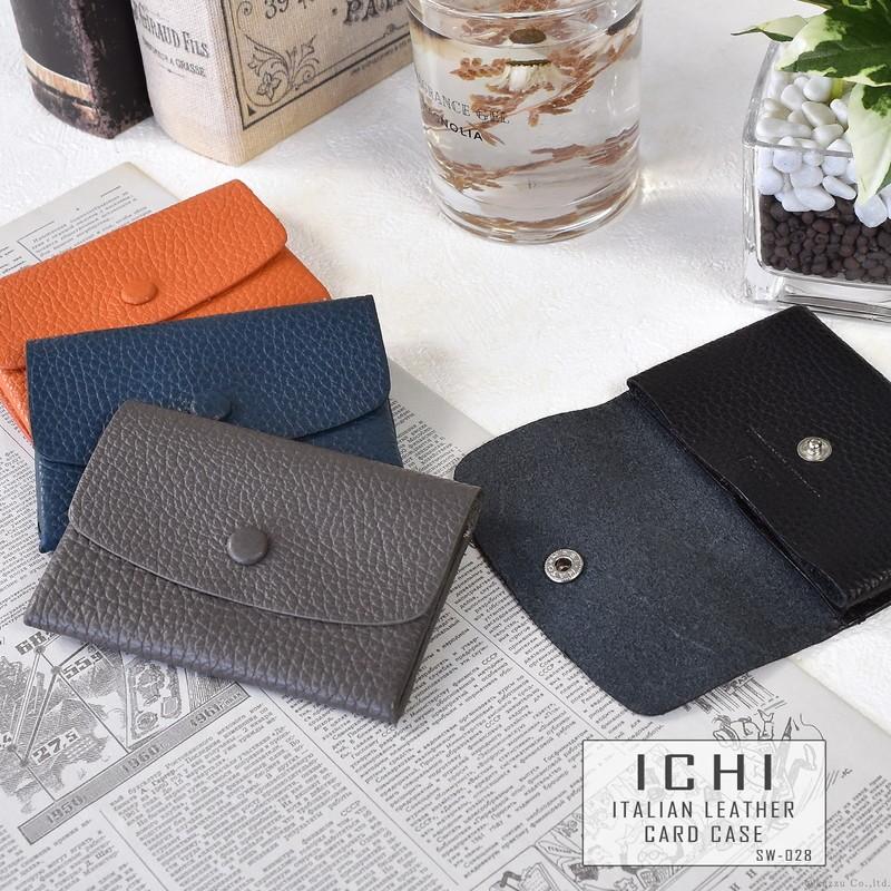 新品未使用 ichi 名刺入れ ビジネス小物 ICHI イチ 名刺入れ メンズ カードケース スリム 薄い 本革 牛革 革
